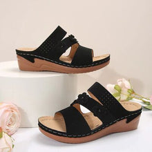 Load image into Gallery viewer, Flower PU Leather Wedge Sandals
