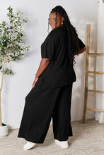 Load image into Gallery viewer, Double Take Full Size Round Neck Slit Top and Pants Set
