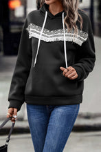 Load image into Gallery viewer, Contrast Fringe Detail Dropped Shoulder Hoodie
