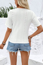 Load image into Gallery viewer, Twisted Front Short Sleeve Eyelet Blouse
