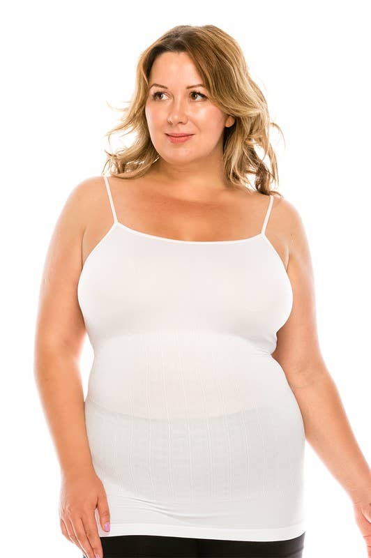 2006Q| Plus Size Tummy Control Camisole , White