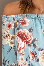 Load image into Gallery viewer, Floral Frill Trim Off-Shoulder Lantern Sleeve Blouse
