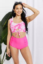 Load image into Gallery viewer, Marina West Swim Sanibel Crop Swim Top and Ruched Bottoms Set in Pink

