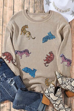 Load image into Gallery viewer, Animal Sequin Dropped Shoulder Sweatshirt
