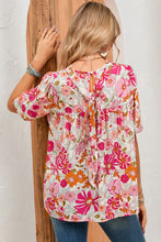 Load image into Gallery viewer, Floral Puff Sleeve Tied Blouse
