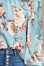 Load image into Gallery viewer, Floral Frill Trim Off-Shoulder Lantern Sleeve Blouse
