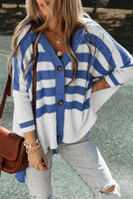 Load image into Gallery viewer, Striped Button Up Batwing Sleeve Cardigan
