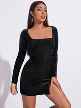 Load image into Gallery viewer, Square Neck Slit Mini Wrap Dress
