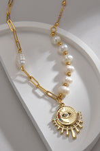 Load image into Gallery viewer, Evil Eye Pendant Pearl Stainless Steel Necklace

