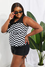 Load image into Gallery viewer, Full Size Chevron Print Ruched Tankini Set
