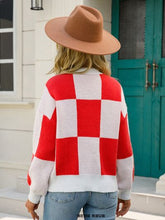 Load image into Gallery viewer, Checkered Round Neck Dropped Shoulder Sweater
