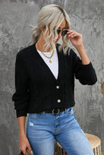 Load image into Gallery viewer, Cable-Knit Button Up Dropped Shoulder Cardigan
