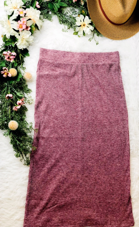 Violet Sweater Ribbed Midi Skirt