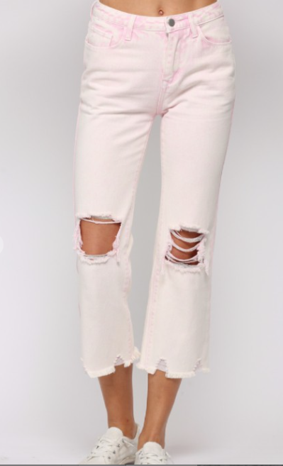 Pink Wash Distressed Jeans