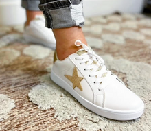 Load image into Gallery viewer, Gold Star Tennis Shoes
