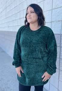 Emerald Velvet Knit Sweater