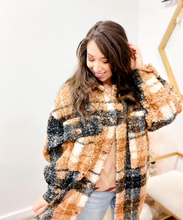 Load image into Gallery viewer, Beige Plaid Sherpa Jacket
