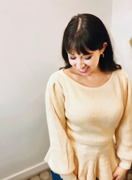 Alesha Ribbed Knit Peplum Sweater Top