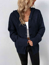 Load image into Gallery viewer, Button-Down Long Sleeve Hooded Sweater
