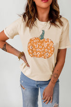 Load image into Gallery viewer, Pumpkin Graphic Round Neck Cuffed T-Shirt

