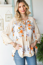 Load image into Gallery viewer, Floral Tie Neck Tiered Blouse
