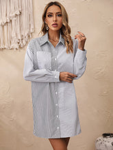 Load image into Gallery viewer, Striped Long Sleeve Shirt Dress
