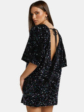 Load image into Gallery viewer, Sequin Tie Back Half Sleeve Mini Dress
