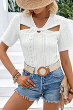 Load image into Gallery viewer, Twisted Front Short Sleeve Eyelet Blouse
