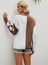 Load image into Gallery viewer, Heart Contrast Dropped Shoulder Sweater
