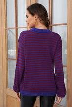 Load image into Gallery viewer, Striped Round Neck Dropped Shoulder Sweater
