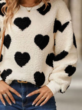 Load image into Gallery viewer, Fuzzy Heart Dropped Shoulder Sweatshirt

