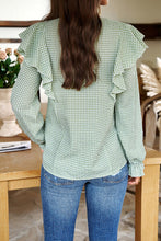 Load image into Gallery viewer, Plaid Notched Flounce Sleeve Shirt

