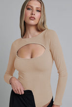 Load image into Gallery viewer, Cutout Ribbed Long Sleeve Bodysuit
