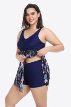 Load image into Gallery viewer, Plus Size Floral Two-Tone Asymmetrical Hem Two-Piece Swimsuit
