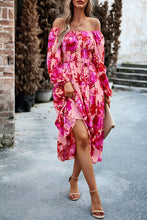Load image into Gallery viewer, Printed Balloon Sleeve Pocketed Midi Dress
