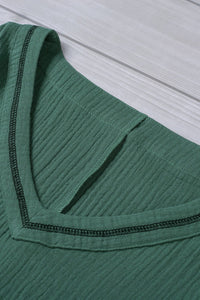Textured V-Neck Half Sleeve Blouse
