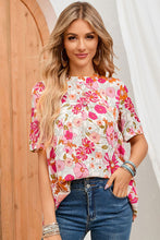 Load image into Gallery viewer, Floral Puff Sleeve Tied Blouse
