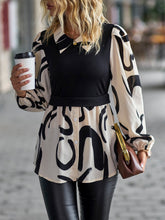 Load image into Gallery viewer, Two-Tone Long Puff Sleeve Blouse
