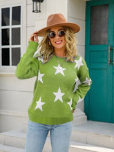 Load image into Gallery viewer, Star Round Neck Dropped Shoulder Sweater
