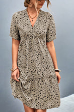 Load image into Gallery viewer, Ditsy Floral Empire Waist Plunge Short Sleeve Dress
