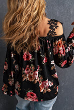 Load image into Gallery viewer, Floral Lace Cold-Shoulder Flounce Sleeve Blouse
