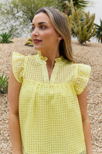 Load image into Gallery viewer, And The Why Full Size Ruffle Sleeve Grid Babydoll Top
