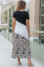 Load image into Gallery viewer, Leopard Color Block V-Neck Slit Dress
