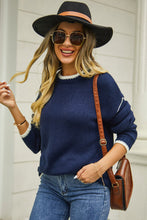 Load image into Gallery viewer, Round Neck Long Sleeve Waffle-Knit Sweater
