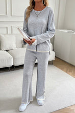 Load image into Gallery viewer, Contrast Trim Round Neck Top and Pants Set
