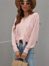 Load image into Gallery viewer, Fringe Detail Ribbed Trim Sweater
