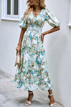 Load image into Gallery viewer, V-Neck Balloon Sleeve Smocked Midi Dress
