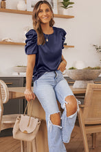 Load image into Gallery viewer, Puff Sleeve Round Neck Blouse
