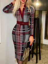 Load image into Gallery viewer, Printed Notched Long Sleeve Wrap Dress
