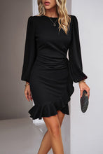 Load image into Gallery viewer, Ruched Ruffled Balloon Sleeve Mini Dress
